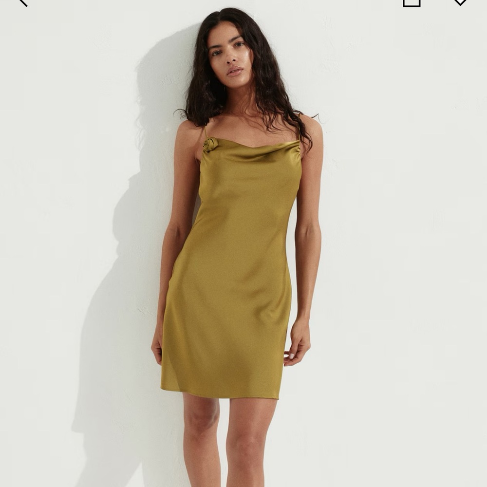 H&M Satin Dress with rose detail